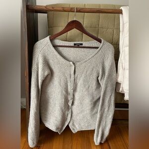 Quince Light Gray Ribbed Sweater